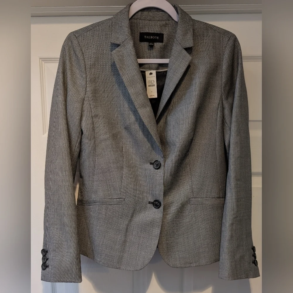 Talbots NWT $219 Women's Gray Wool Polyester Blend Blazer Size 6 NEW!